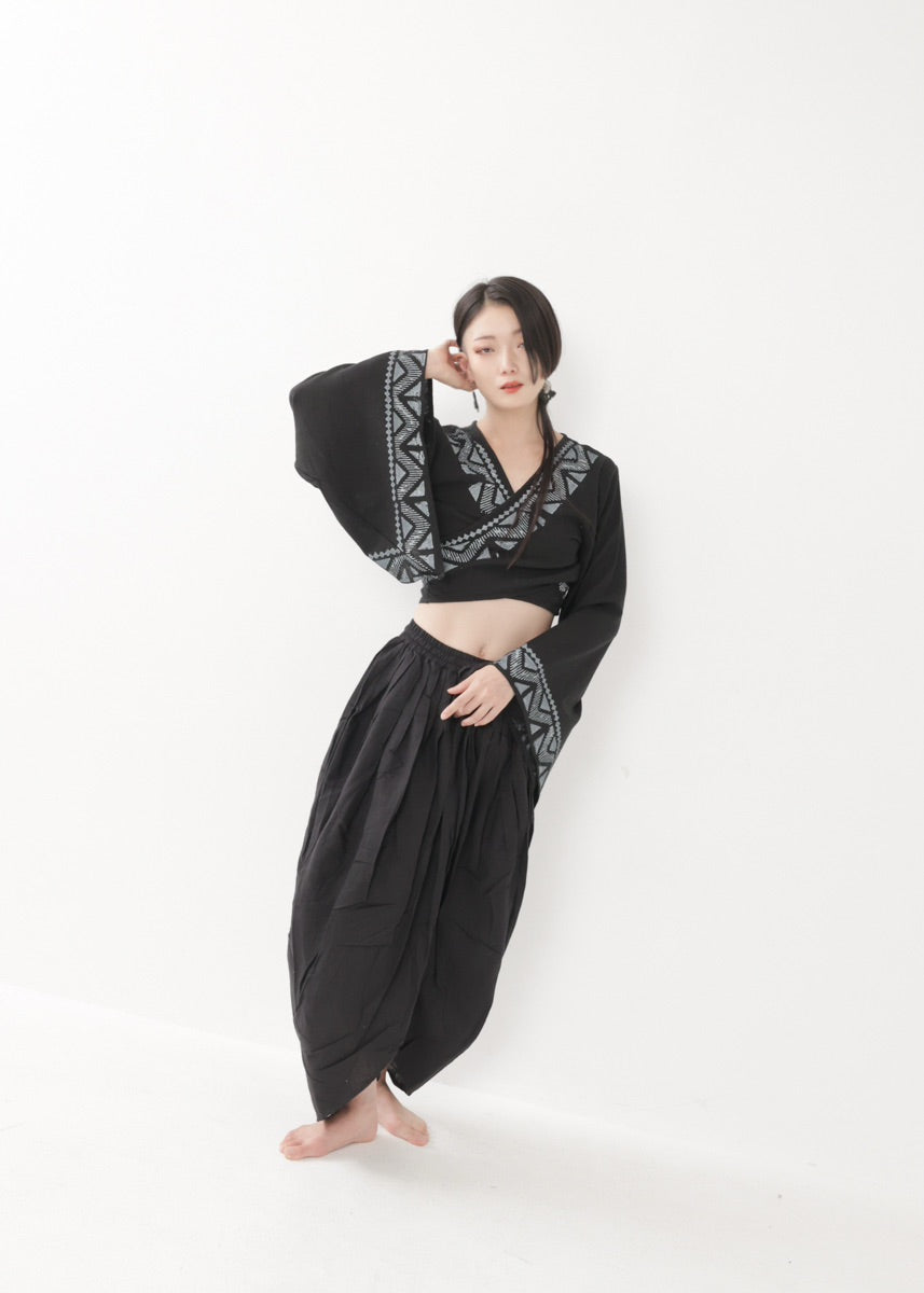 [NATURE FLOW] プリーツド・ラップパンツ 全3色