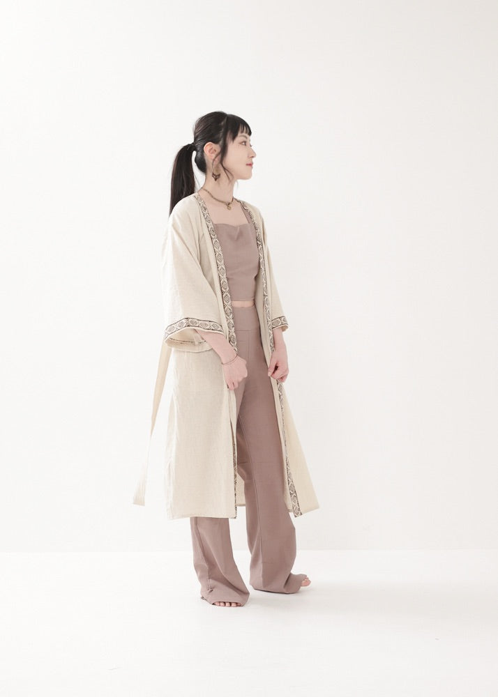 [KANNAGI/ユニセックス] 天照トリム・ストレートローブ羽織