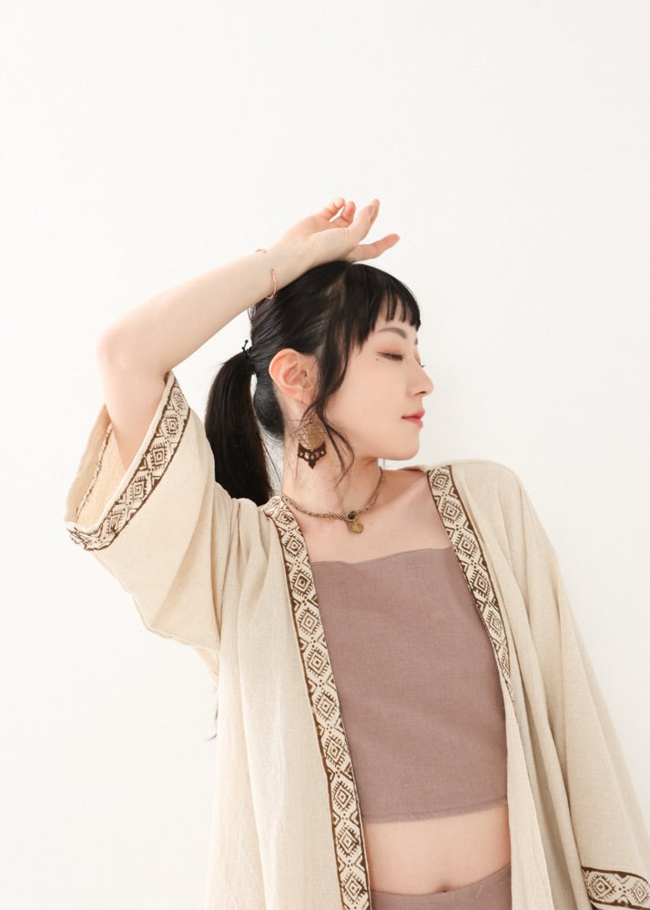 [KANNAGI/ユニセックス] 天照トリム・ストレートローブ羽織