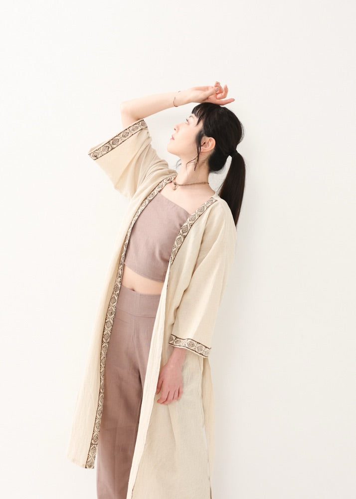 [KANNAGI/ユニセックス] 天照トリム・ストレートローブ羽織