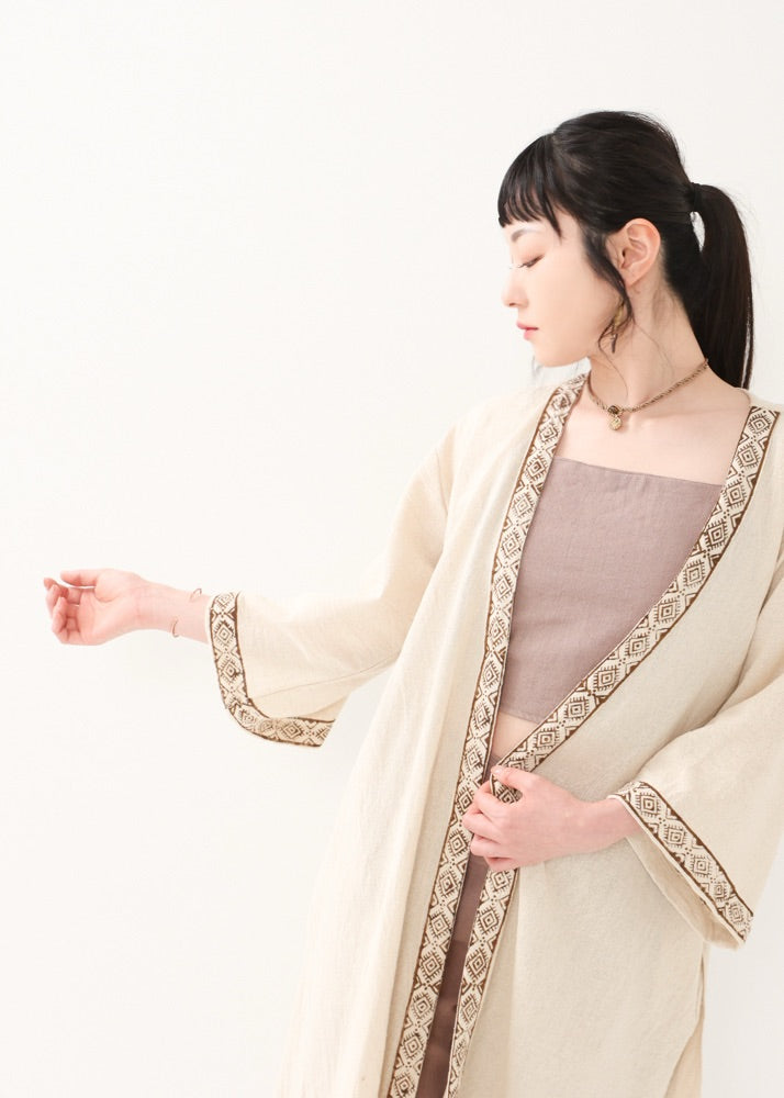 [KANNAGI/ユニセックス] 天照トリム・ストレートローブ羽織