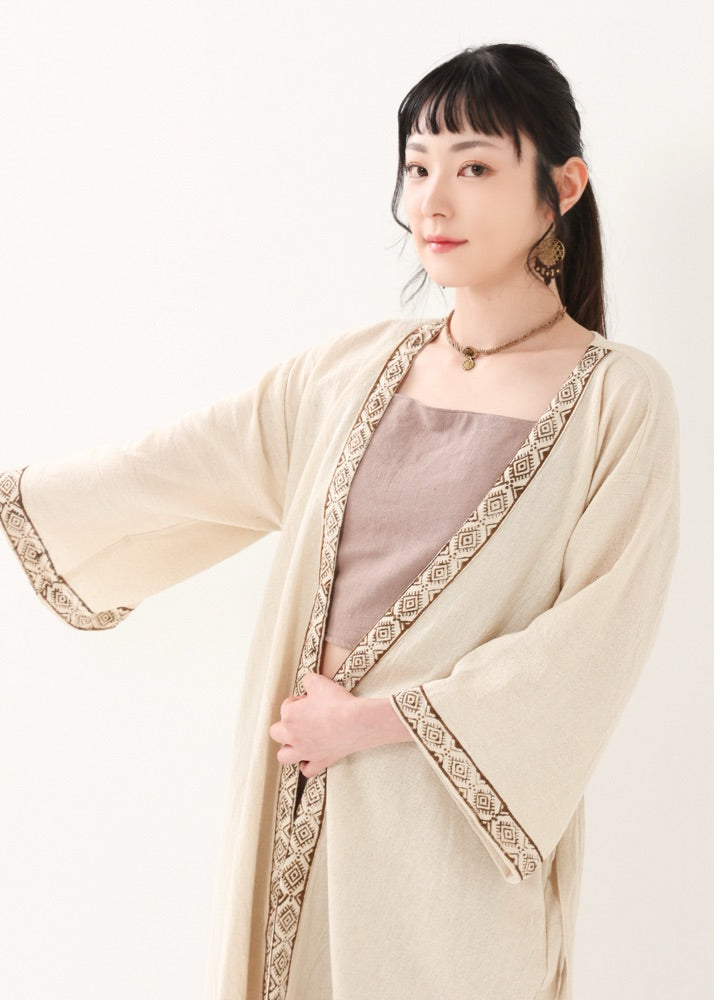 [KANNAGI/ユニセックス] 天照トリム・ストレートローブ羽織