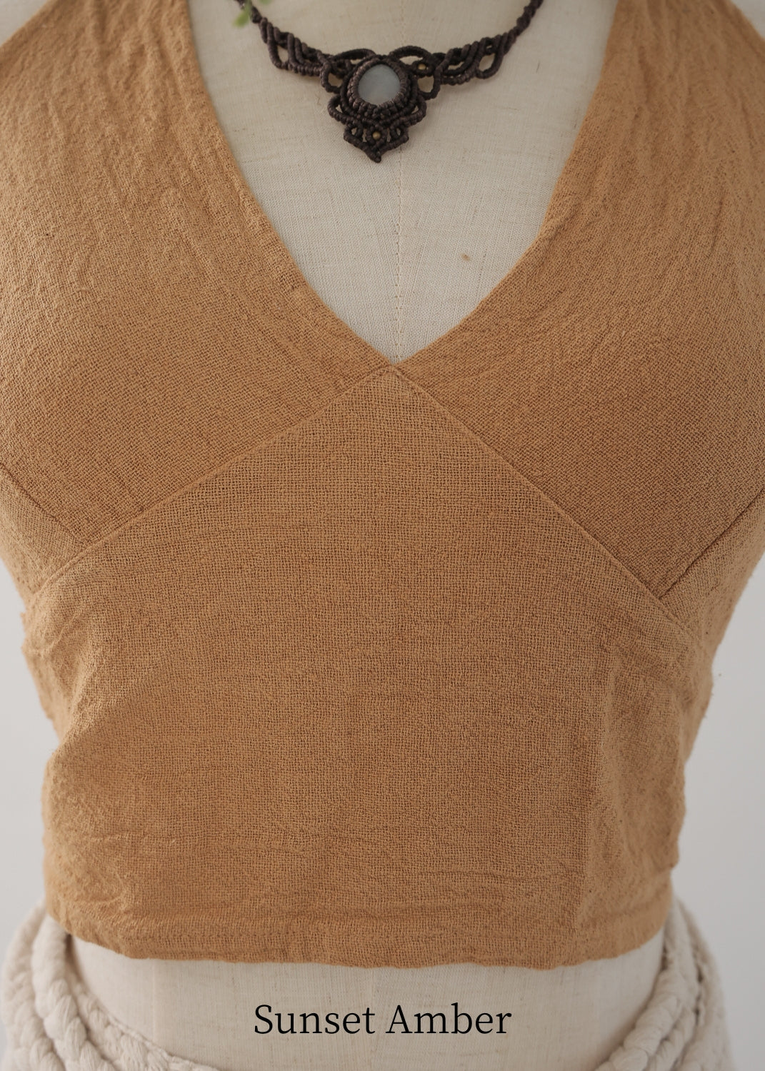 [Khadi of Love / 草木染め] Vネックホルター・クロップドトップス 全3色